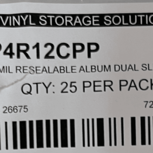 12” 4 ml Resealable Dual Pocket w/adhesive strip Outer Sleeve (25)